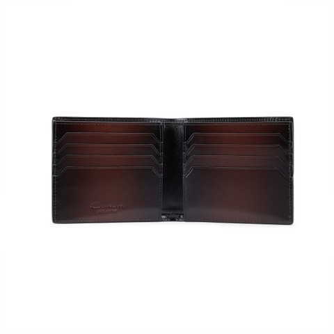Dark brown leather wallet - Santoni - 2
