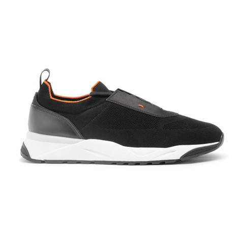 Men's black stretch knit sneaker - Santoni - 1