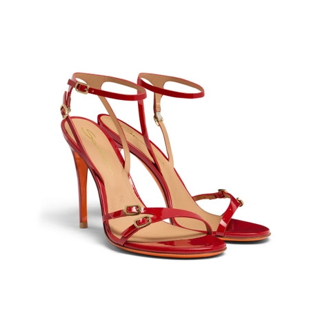 Women's red patent leather high-heel sandal - Santoni - 3