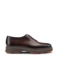 Men's dark brown leather Easy Nova brogue Oxford shoe - Santoni - 1