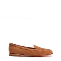 Women's brown suede Carla penny loafer - Santoni - 1