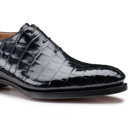 Men's black alligator leather Oxford lace-up - Santoni - 5