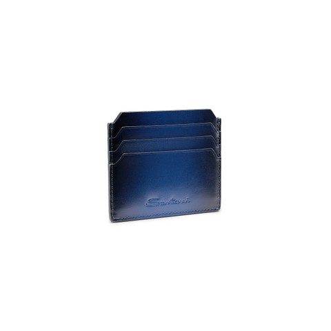 Blue leather credit card holder - Santoni - 2