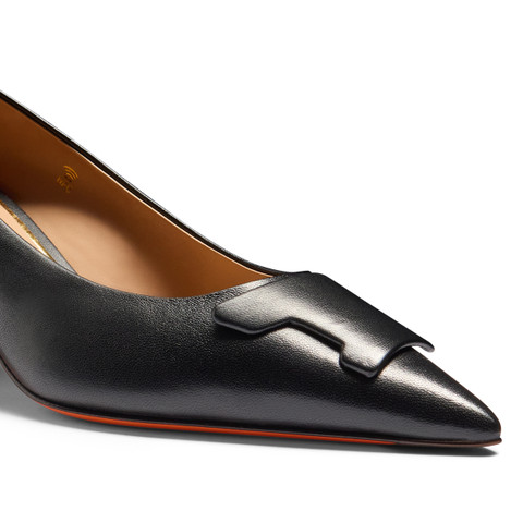 Women's black leather mid-heel Santoni Sibille pump - Santoni - 6