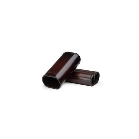 Cigar case in cedar wood covered in brown leather - Santoni - 3