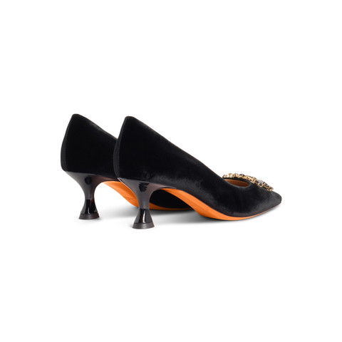 Women's black velvet mid-heel Santoni Sibille pump - Santoni - 4