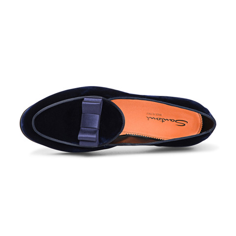 Men's blue velvet Andrea loafer - Santoni - 5
