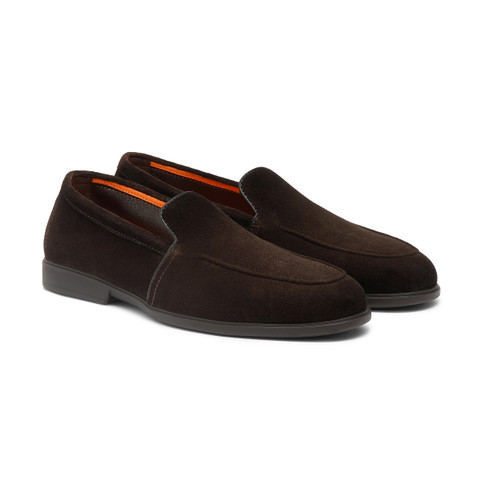 Dunkelbraune Loafer für Herren aus Wildleder - Santoni - 3