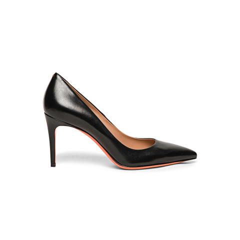Women's black leather high-heel pump - Santoni - 1