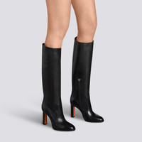 Women's black leather high-heel boot - Santoni - 2