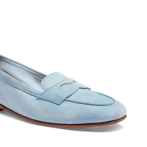Women's light blue suede Carla loafer - Santoni - 6