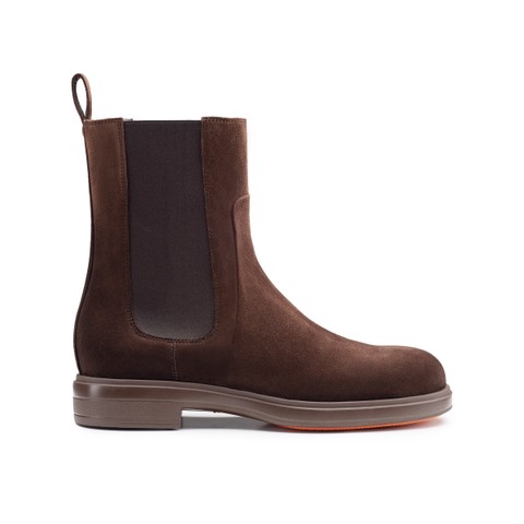 Women's dark brown suede Chelsea boot - Santoni - 1