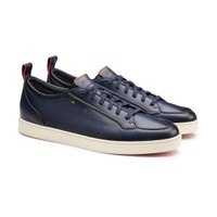 Men's blue leather Santoni Off-duty sneaker - Santoni - 2