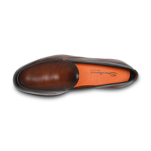 Men's dark brown leather loafer - Santoni - 5