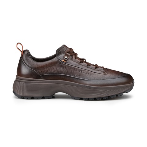 Men's dark brown leather Easy Bounce Mountain sneaker - Santoni - 1