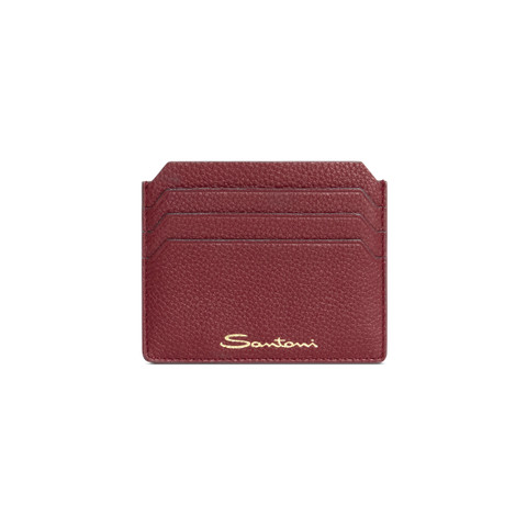 Red tumbled leather credit card holder - Santoni - 1