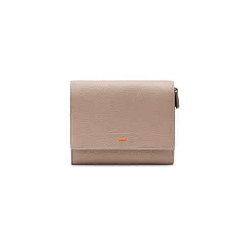 Dove grey tumbled leather wallet - Santoni - 1