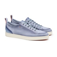 Men's light blue nubuck Santoni Off-duty sneaker - Santoni - 2