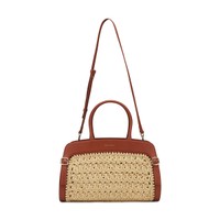 Brown leather and raffia handbag - Santoni - 2