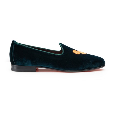 Men's green velvet loafer - Santoni - 1