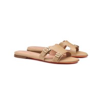 Women's beige leather Didi slide sandal - Santoni - 2