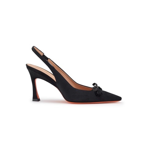 Women's black suede high-heel slingback - Santoni - 1