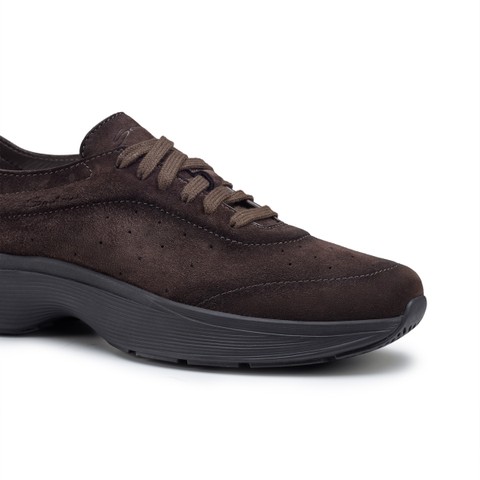 Men's dark brown suede Easy Bounce sneaker - Santoni - 5