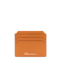 Orange tumbled leather credit card holder - Santoni - 1