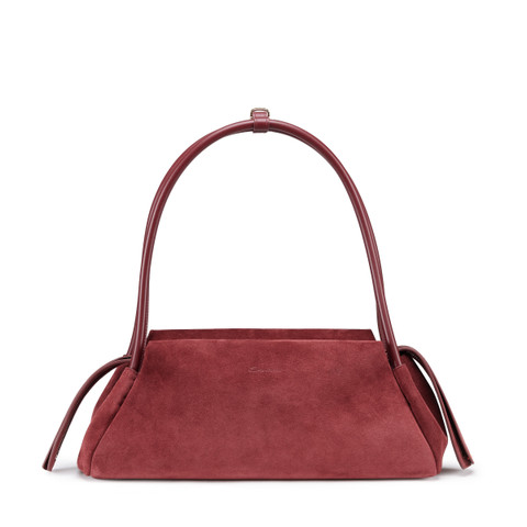 Burgundy suede shoulder bag - Santoni - 1