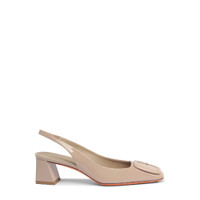 Women&rsquo;s pink patent leather mid-heel slingback - Santoni - 1