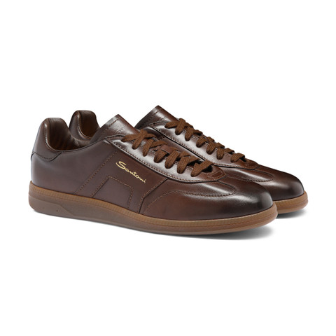 Men's dark brown leather DBS Oly sneaker - Santoni - 3