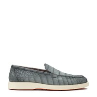 Men's green alligator nubuck loafer - Santoni - 1
