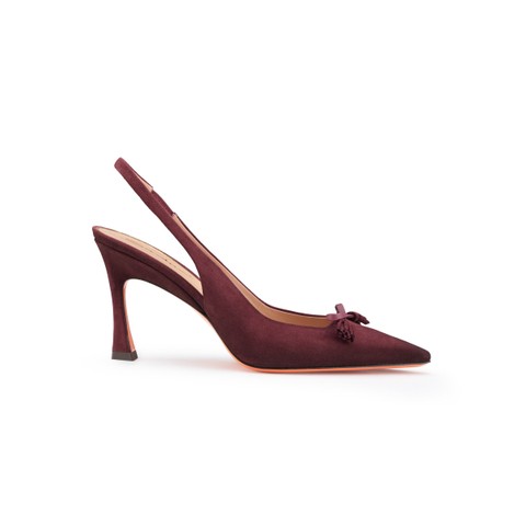 Women's burgundy suede high-heel slingback - Santoni - 1