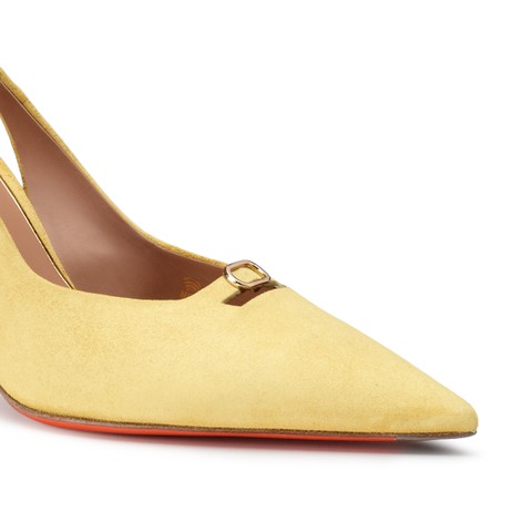 Women's yellow suede high-heel slingback - Santoni - 5