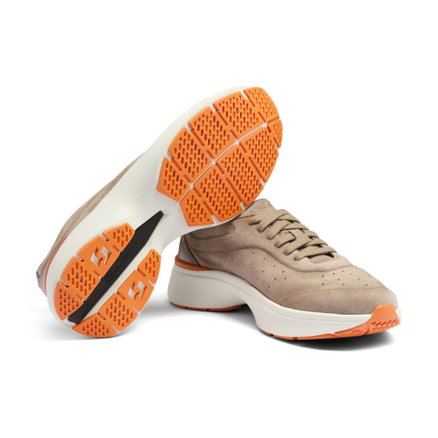 Men's beige suede and leather Easy Bounce sneaker - Santoni - 4