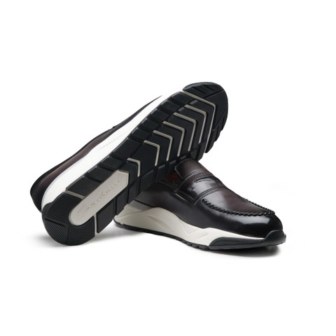 Mocasines penny de hombre en piel gris - Santoni - 3