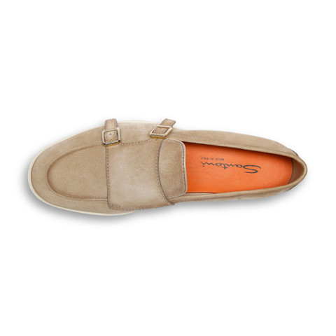 Men's beige suede double-buckle loafer - Santoni - 4