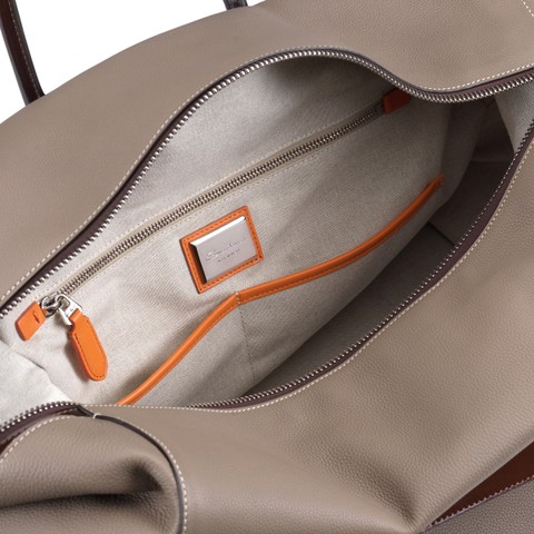 Beige tumbled leather weekend bag - Santoni - 3