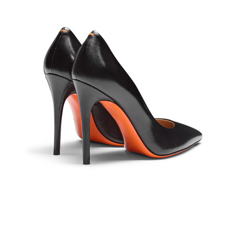 Women's black leather high-heel pump - Santoni - 3