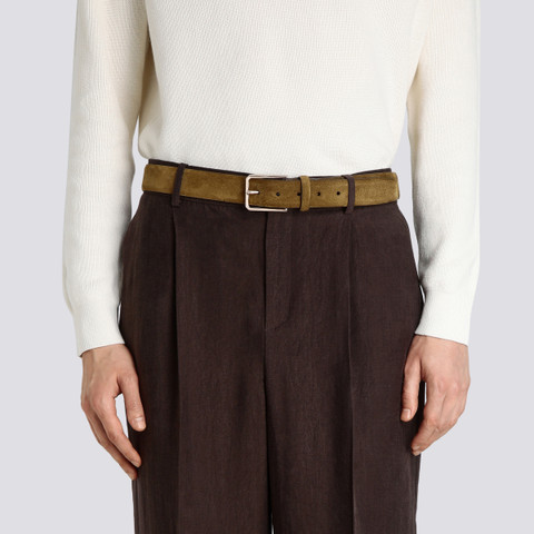 Men's green suede adjustable belt - Santoni - 2