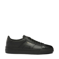 Men’s black leather double buckle sneaker - Santoni - 1
