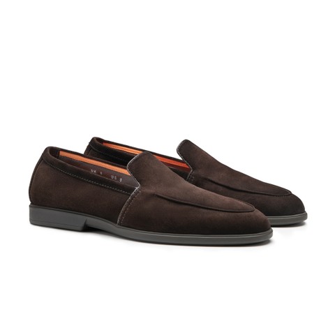 Men's dark brown suede loafer - Santoni - 2