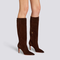Women's dark brown suede high-heel boot - Santoni - 2