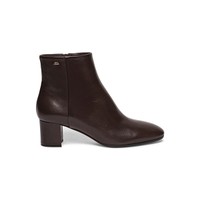 Women's dark brown leather mid-heel ankle boot - Santoni - 2