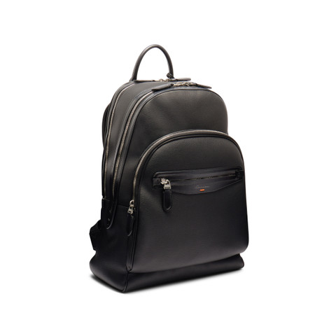 Black tumbled leather backpack - Santoni - 3