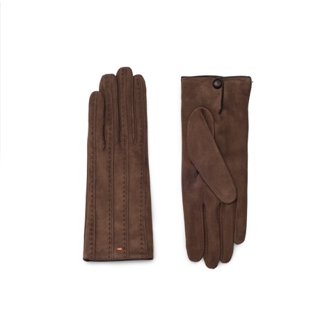 Dark brown suede gloves - Santoni - 1