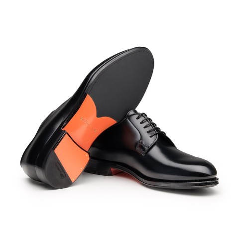 Men&rsquo;s polished black leather Derby shoe - Santoni - 3
