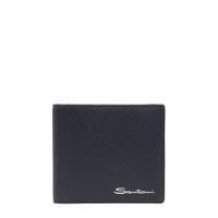 Blue tumbled leather wallet - Santoni - 1