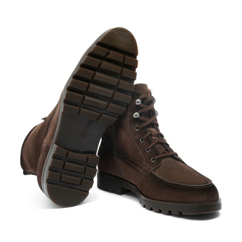 Men's dark brown suede ankle boot - Santoni - 4