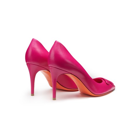 Women's pink leather high-heel Santoni Sibille pump - Santoni - 4